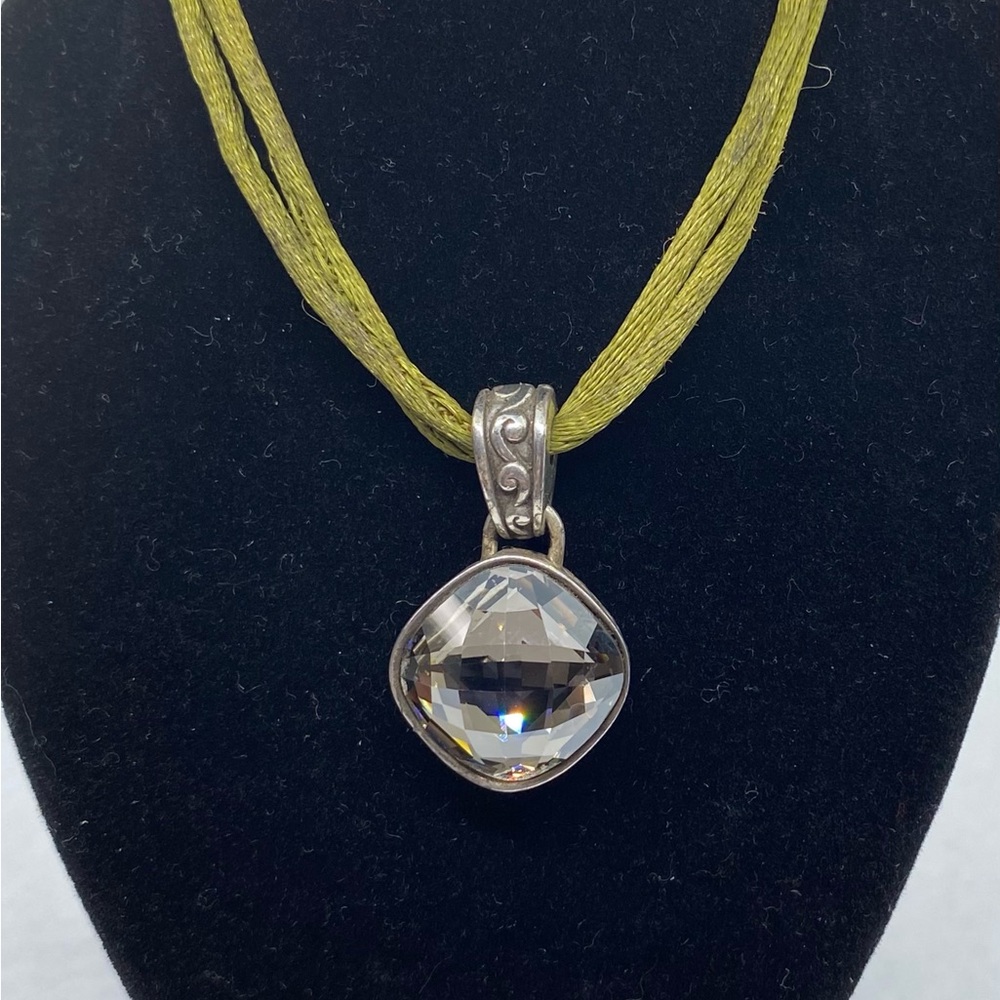 Brighton Venus Rising Crystal Pendant Necklace with Olive Green Cord